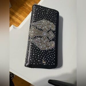 Black Rhinestone Skull Wallet Clutch